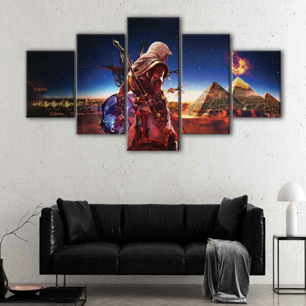 5 panels assassins creed pyramid canvas art