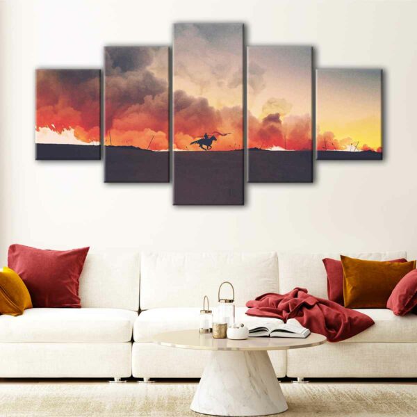 5 panels game of thrones battlefield canvas art