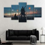 5 panels ghostblade warrior canvas art