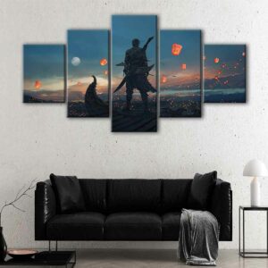 5 panels ghostblade warrior canvas art