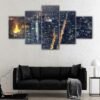 5 panels manhattan by night canvas art