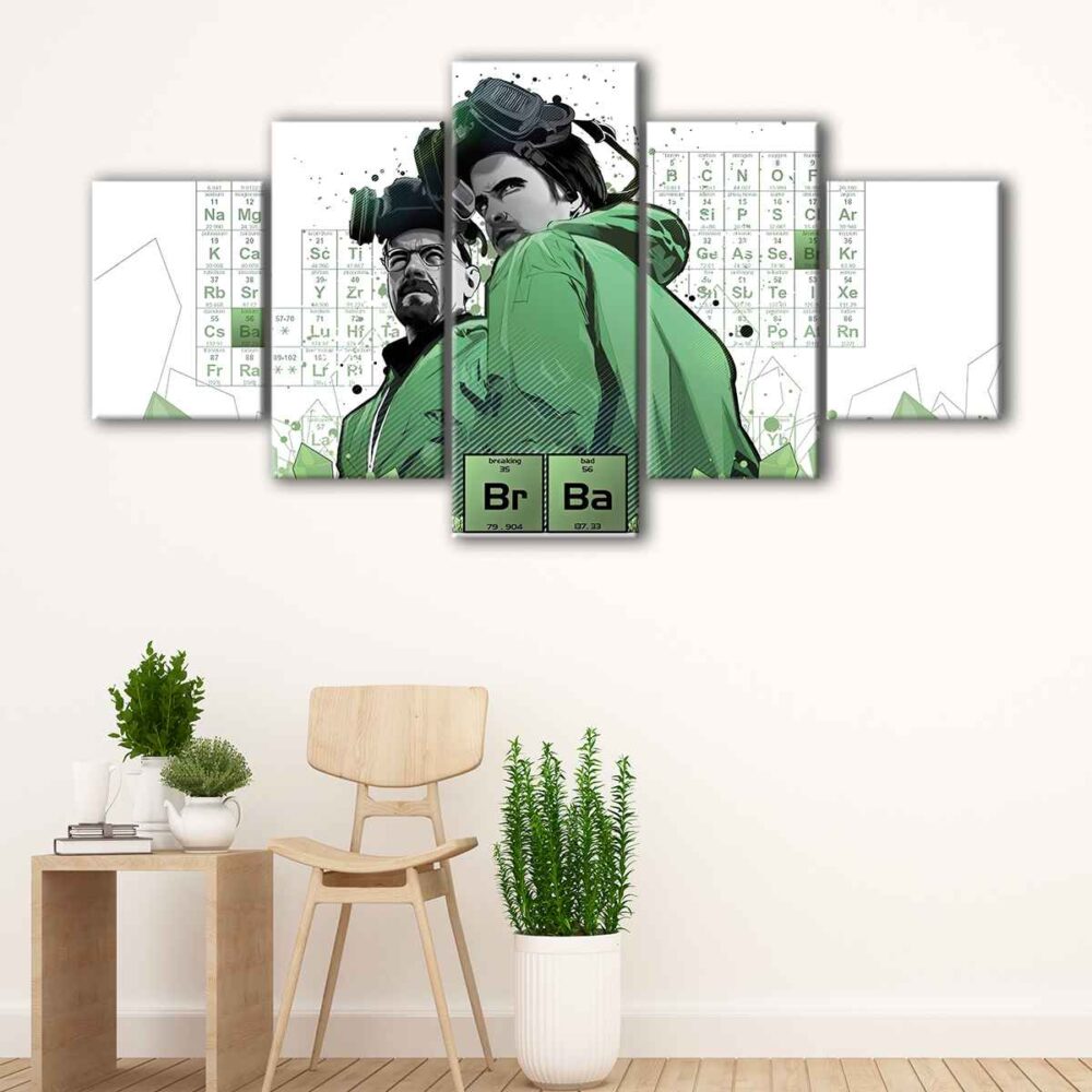 5 panels periodic table canvas art