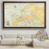 Classic push pin europe map framed