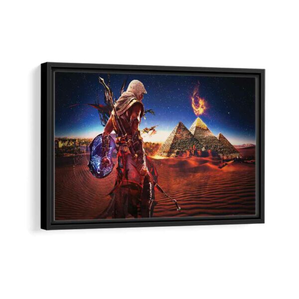 assassins creed pyramid framed canvas black frame