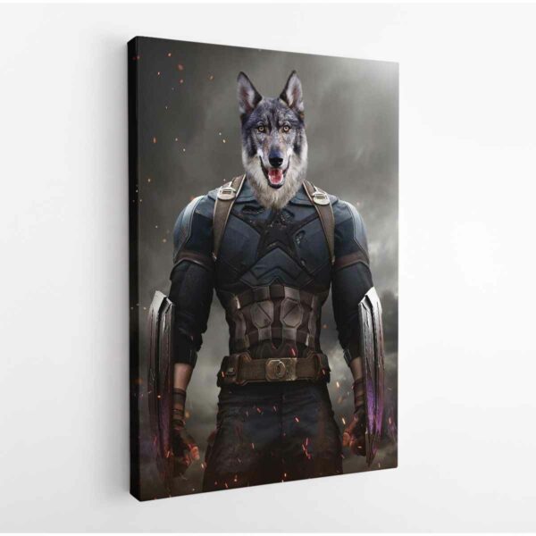 captain america pet portrait canvas