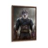 captain america pet portrait framed canvas walnut brown