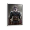 captain america pet portrait framed canvas white frame