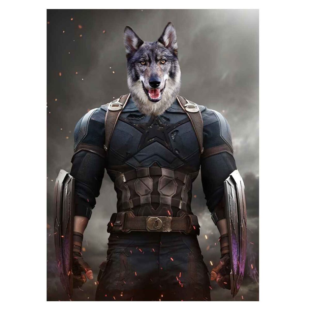 captain america pet portrait poster