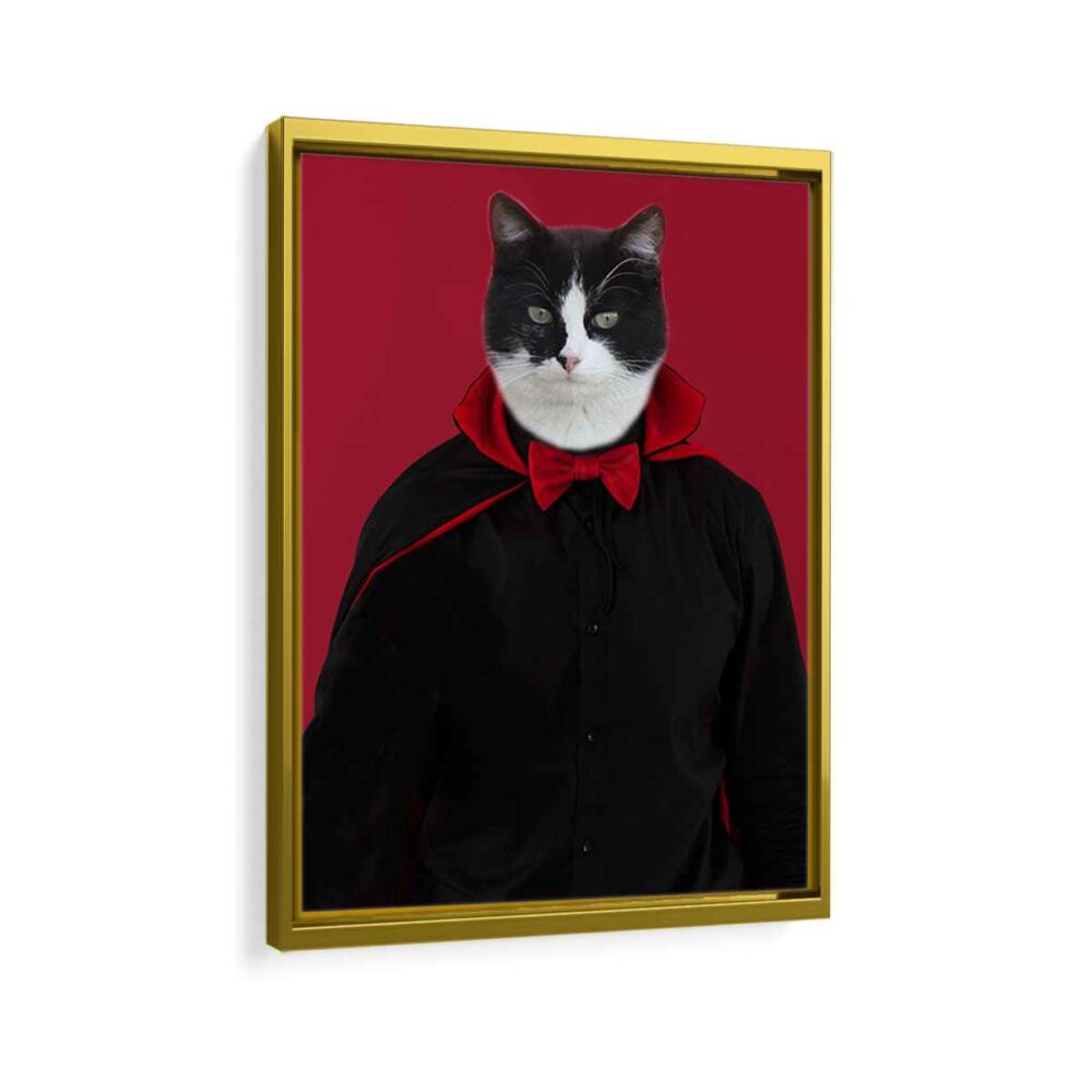 dracula pet portrait framed canvas gold frame