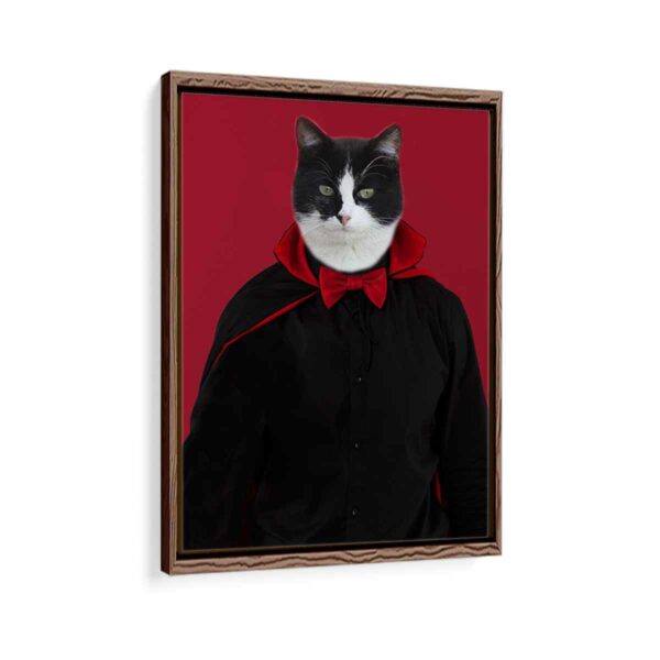 dracula pet portrait framed canvas walnut brown