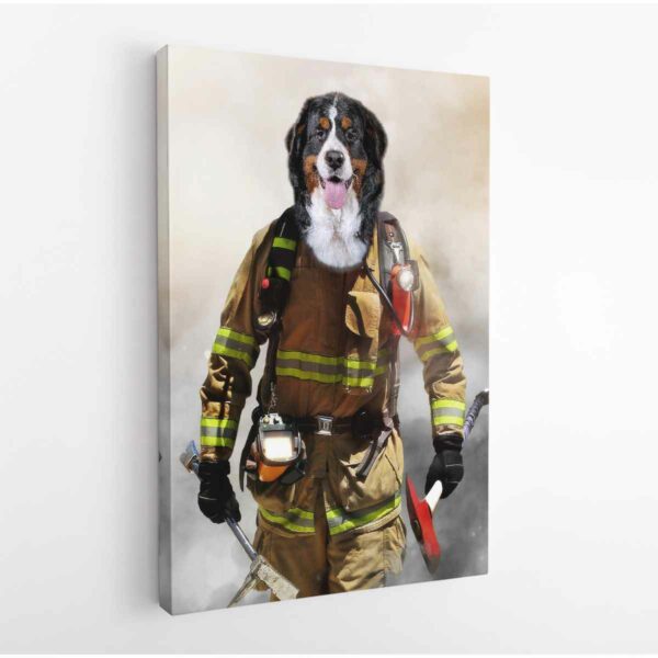 firefighter pet portrait canvas