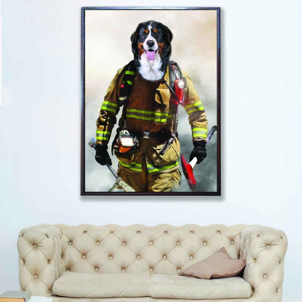 firefighter pet portrait canvas art1