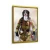 firefighter pet portrait framed canvas gold frame