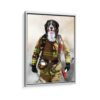 firefighter pet portrait framed canvas white frame