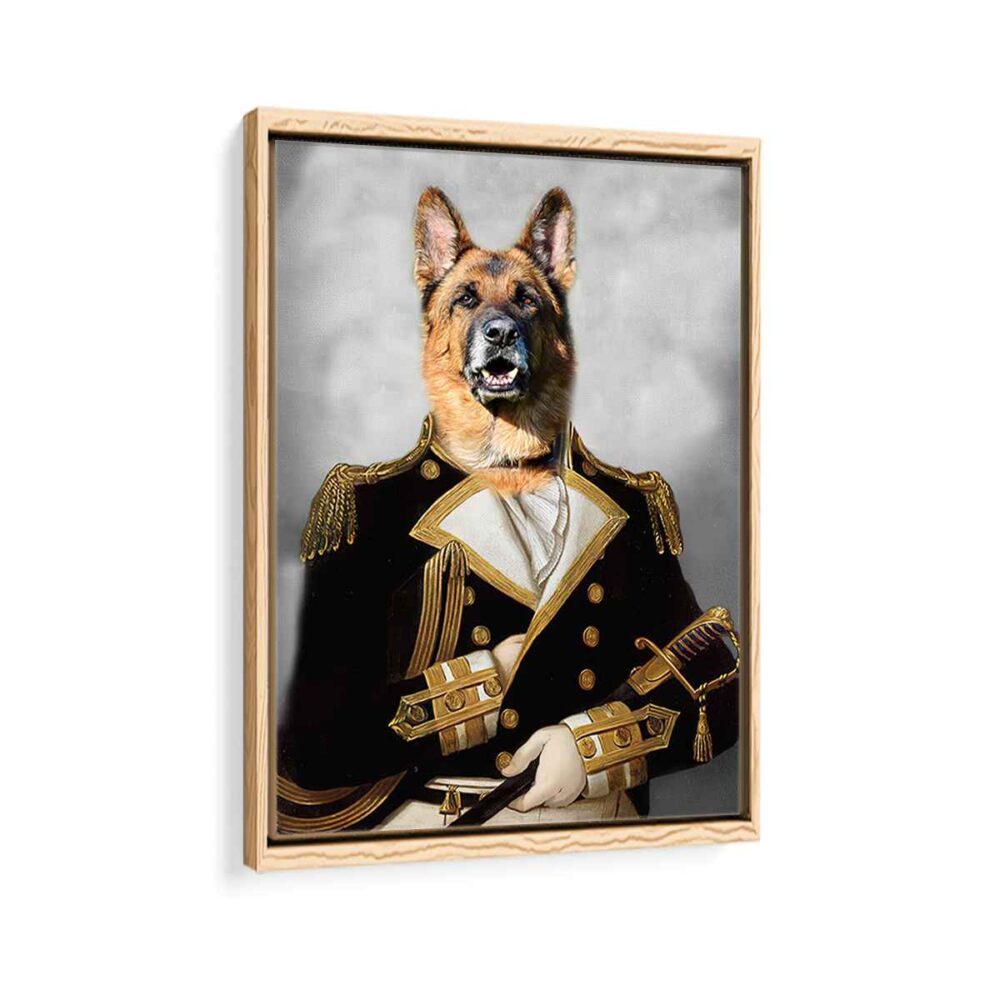 french admiral pet portrait framed canvas natural beige