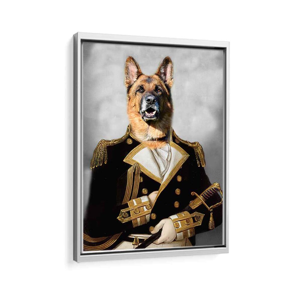 french admiral pet portrait framed canvas white frame