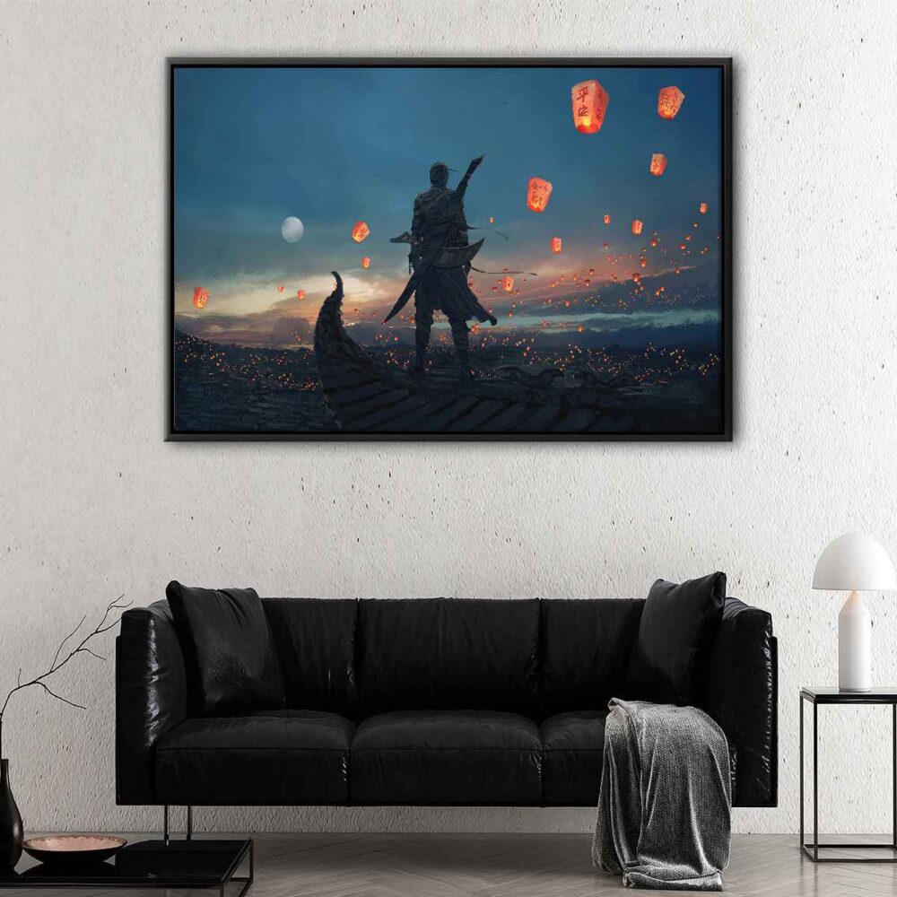 ghostblade warrior floating frame canvas