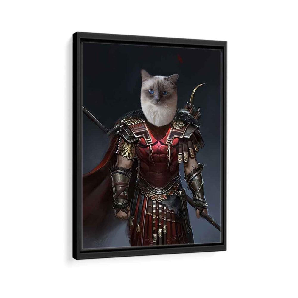 gladiator pet portrait framed canvas black frame