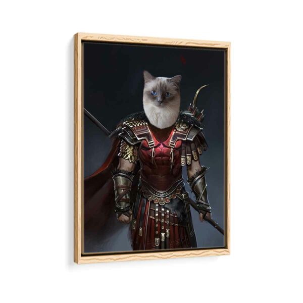 gladiator pet portrait framed canvas natural beige