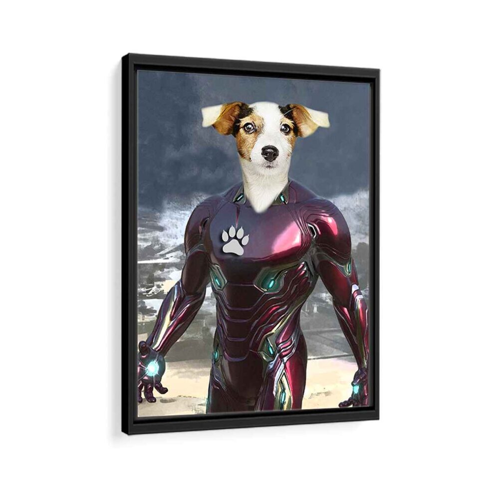 ironman pet portrait framed canvas black frame