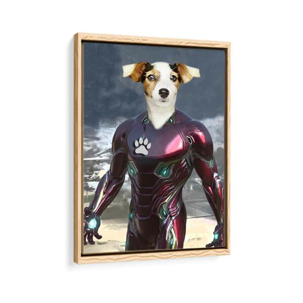 ironman pet portrait framed canvas natural beige