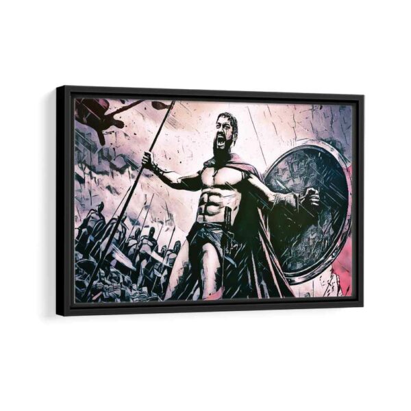 king leonidas framed canvas black frame