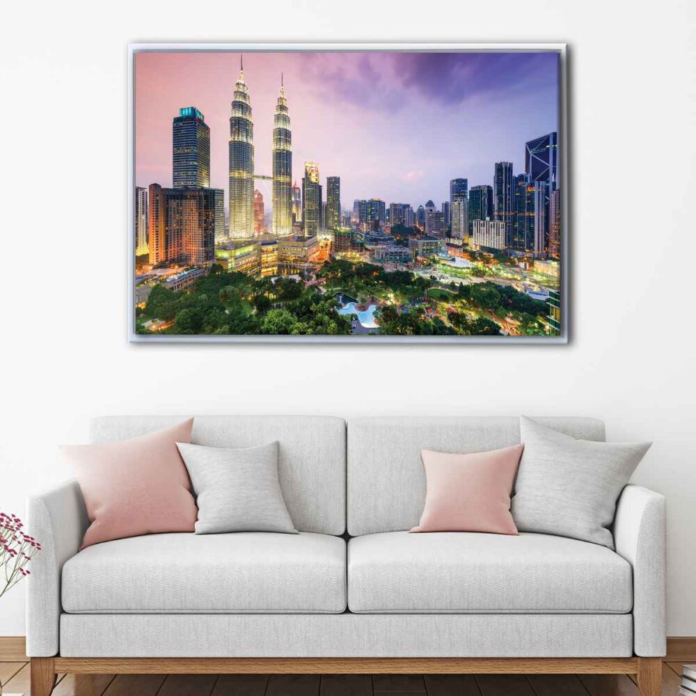 kuala lumpur skyline floating frame canvas