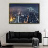 manhattan by night floating frame canvas