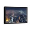 manhattan by night framed canvas black frame