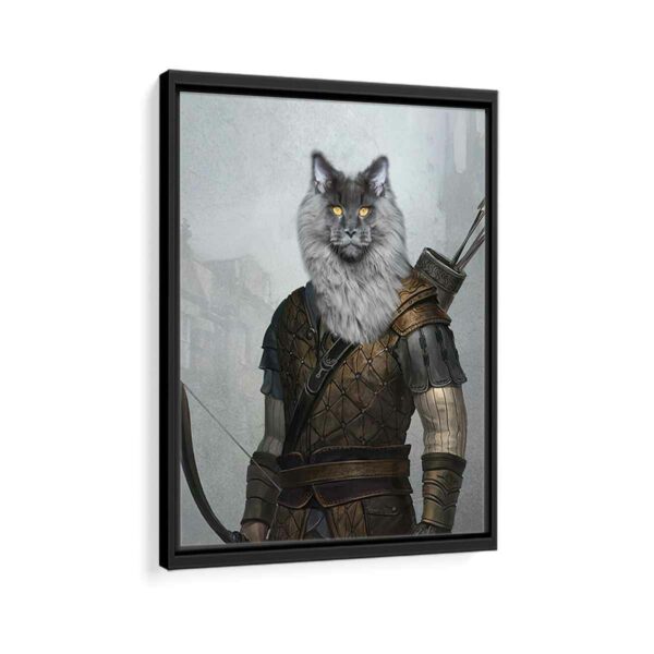 robin hood pet portrait framed canvas black frame