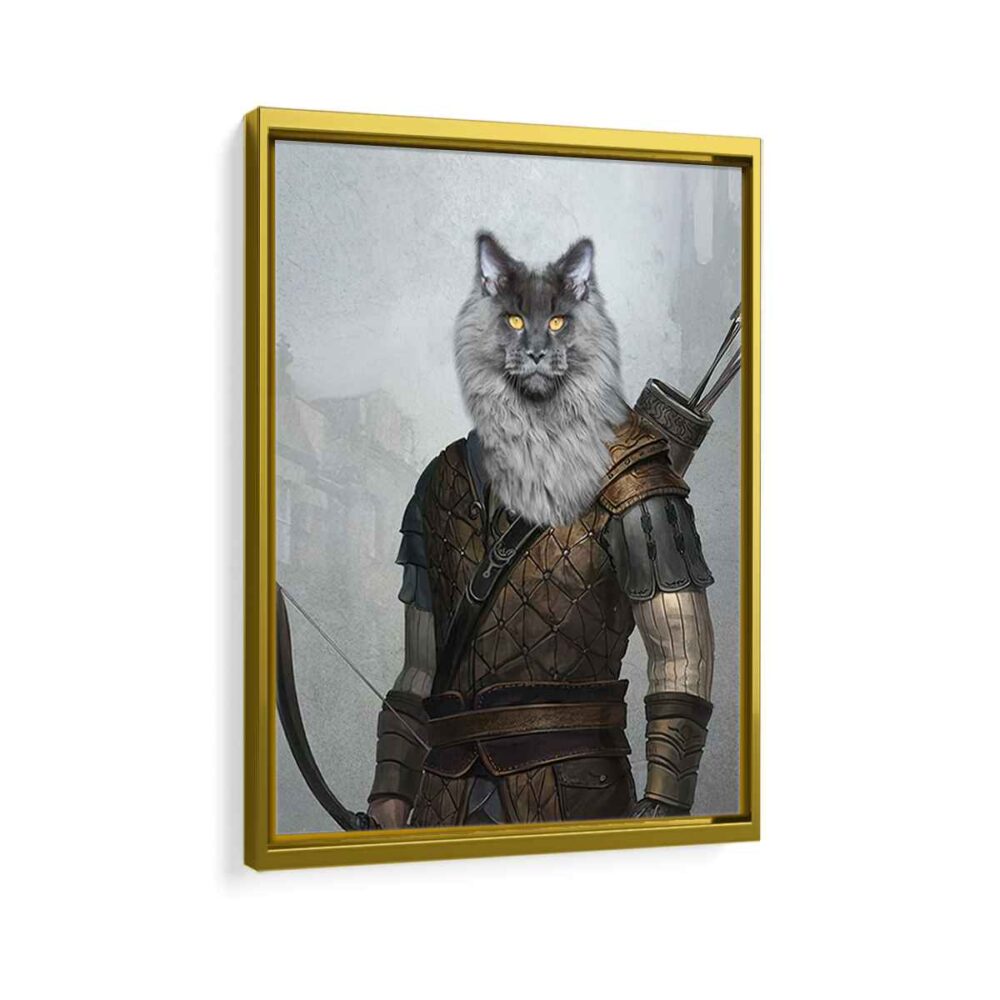 robin hood pet portrait framed canvas gold frame