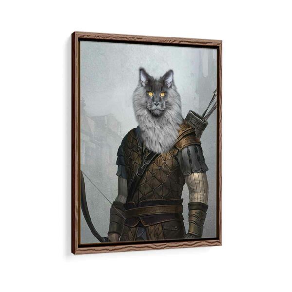 robin hood pet portrait framed canvas walnut brown