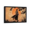 samurai cowboy framed canvas black frame