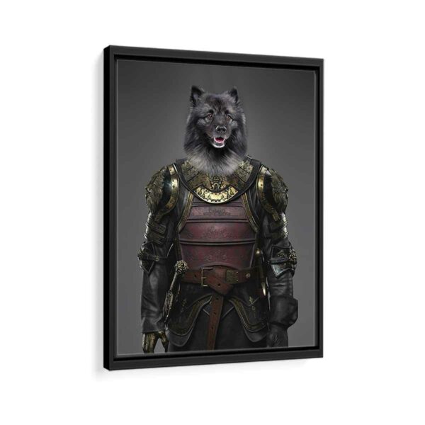 samurai pet portrait framed canvas black frame