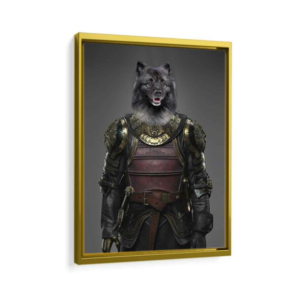 samurai pet portrait framed canvas gold frame