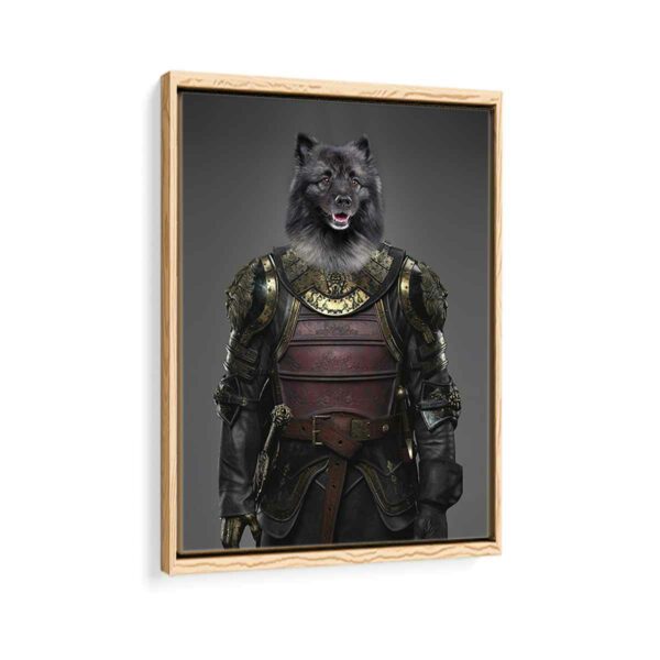 samurai pet portrait framed canvas natural beige