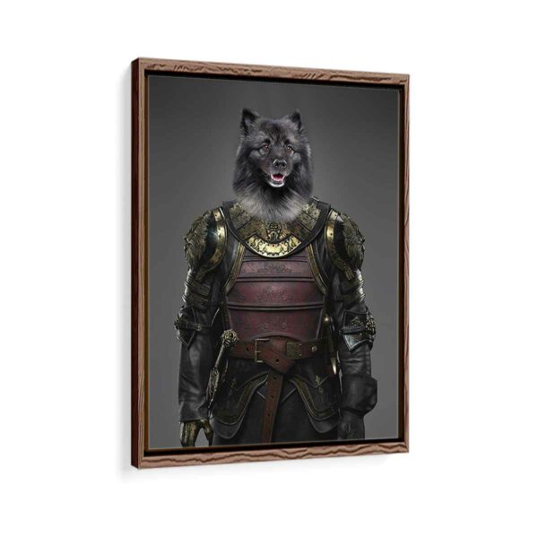 samurai pet portrait framed canvas walnut brown