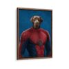 spiderman pet portrait framed canvas walnut brown