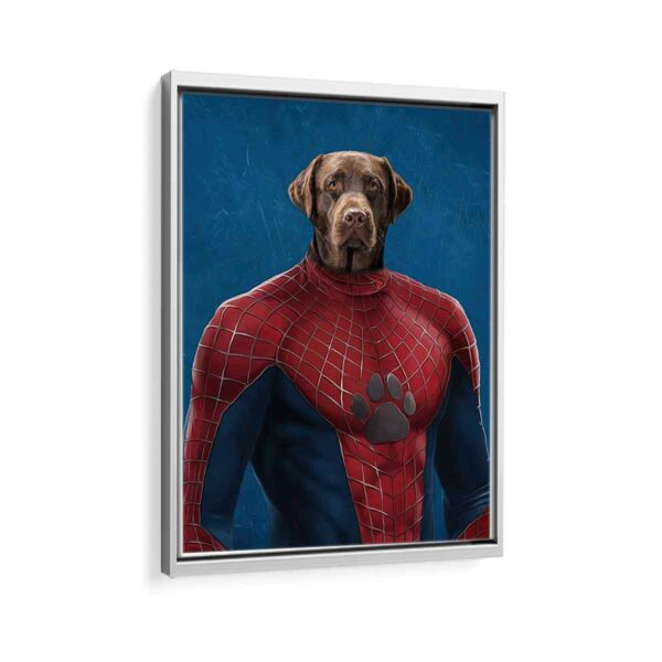 spiderman pet portrait framed canvas white frame