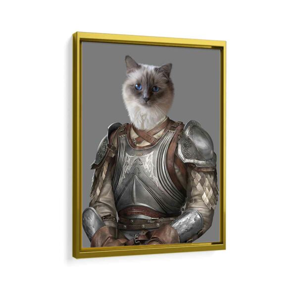 the knight pet portrait framed canvas gold frame