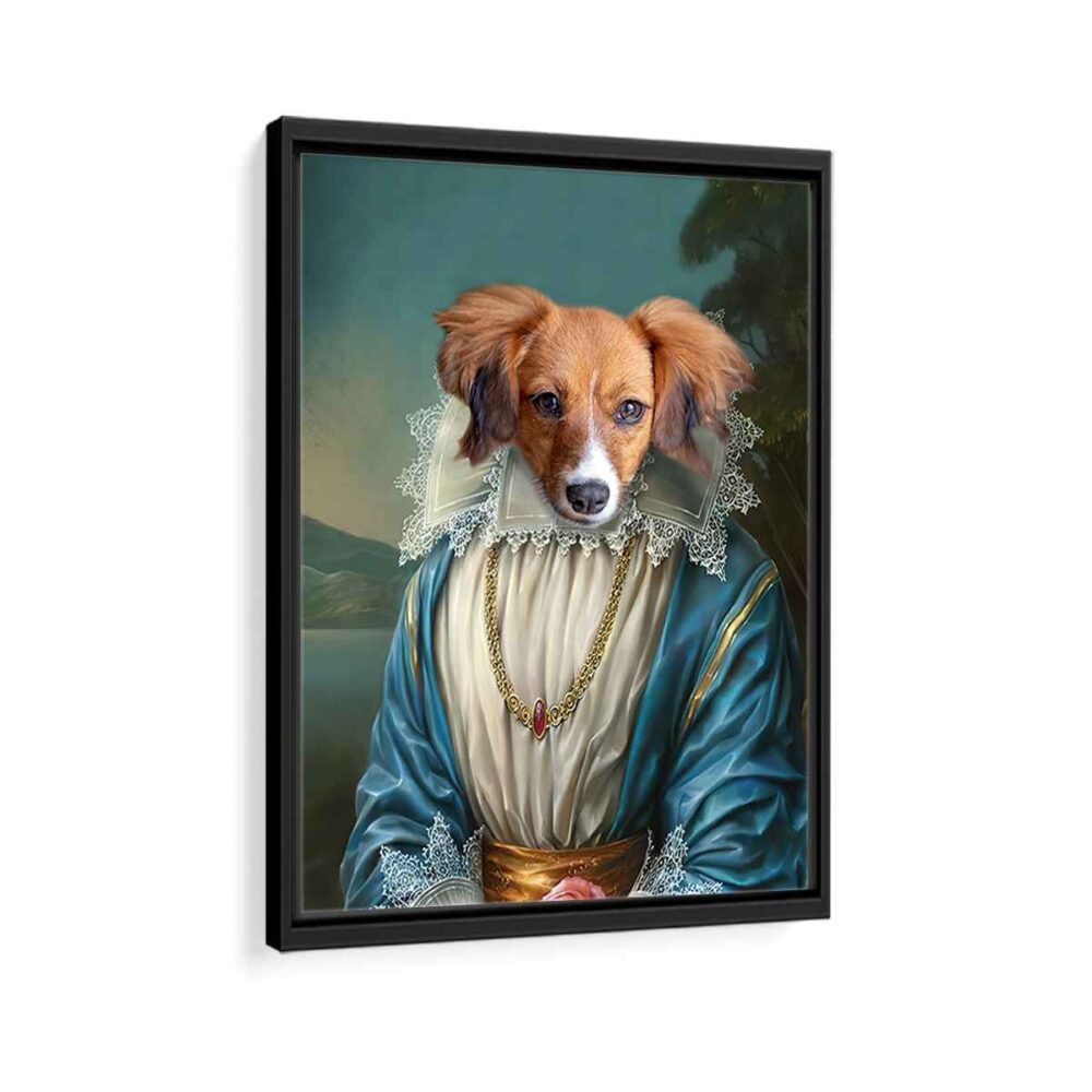 the princess pet portrait framed canvas black frame