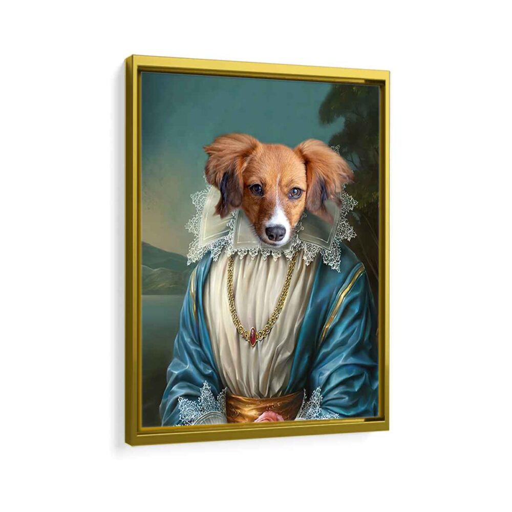 the princess pet portrait framed canvas gold frame