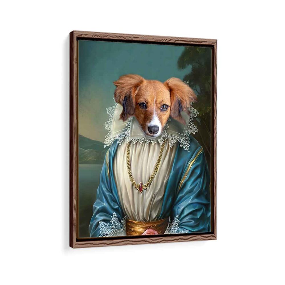 the princess pet portrait framed canvas walnut brown