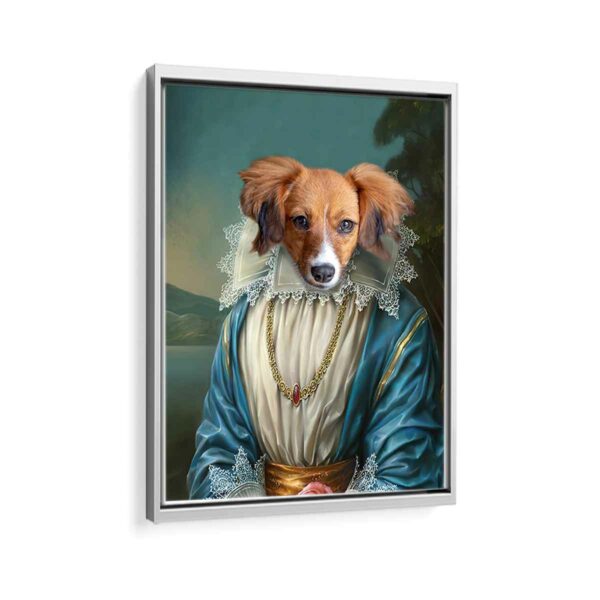 the princess pet portrait framed canvas white frame