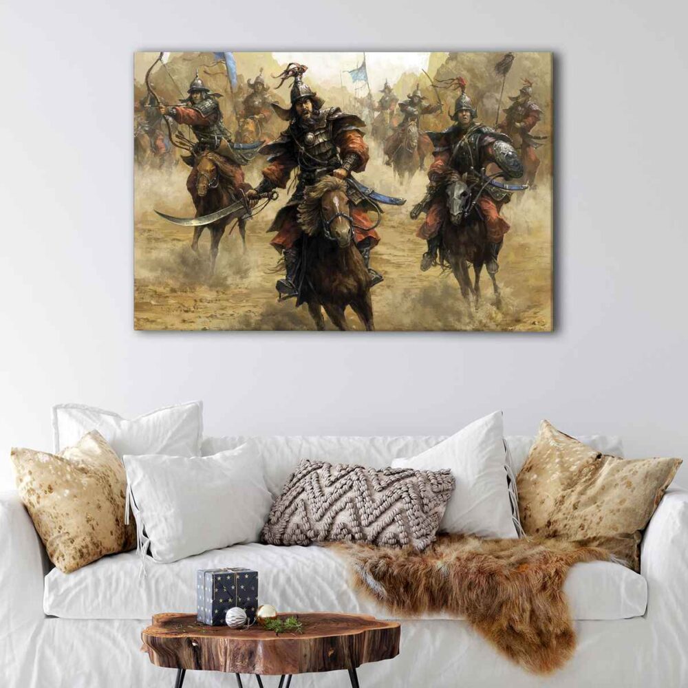 1 panels mongolian warriors canvas art