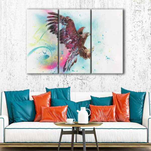 3 panels colorful eagle canvas art