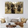 3 panels mongolian warriors canvas art