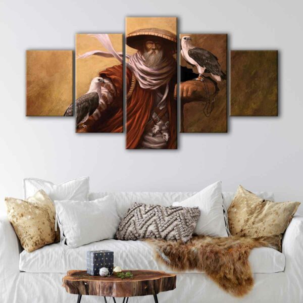 5 panels old hunter canvas art