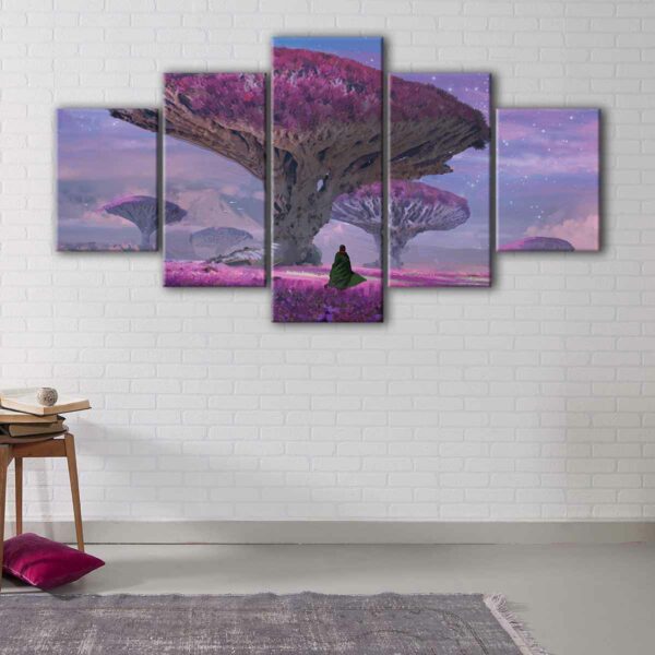 5 panels savannah twilight plains canvas art