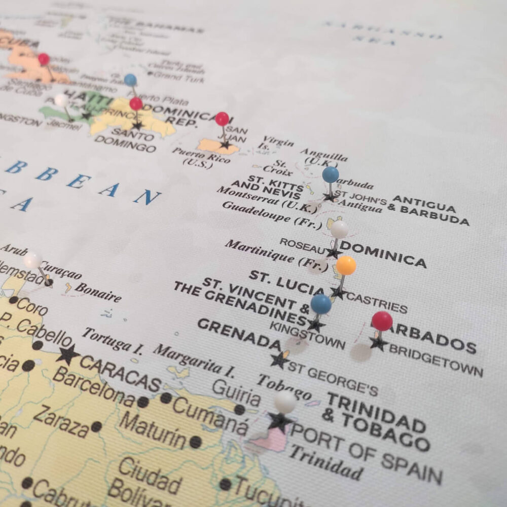 Classic push pin South & Central America map details